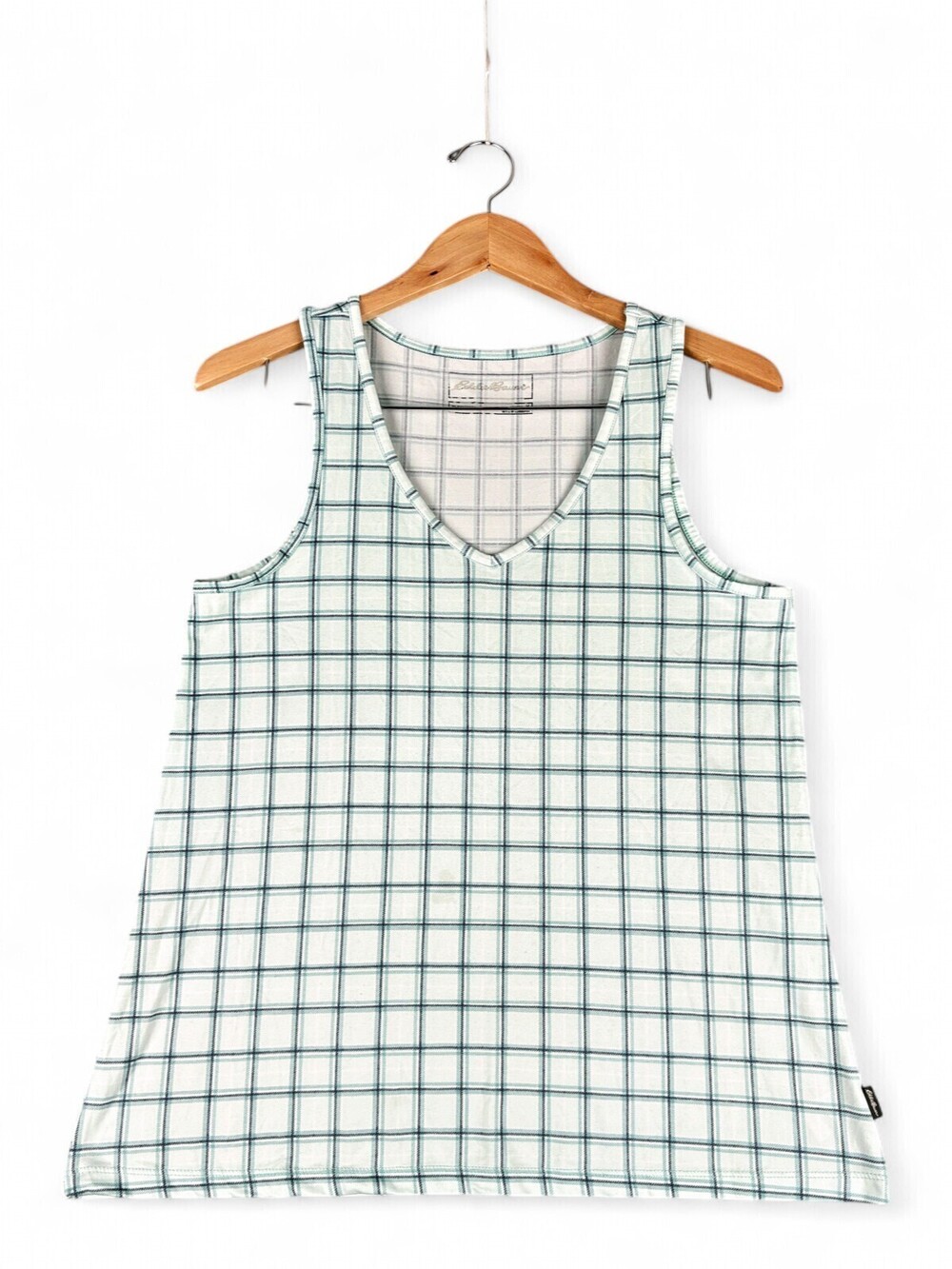 Eddie Bauer Women's Windowpane V-Neck Sleep Tank Top M